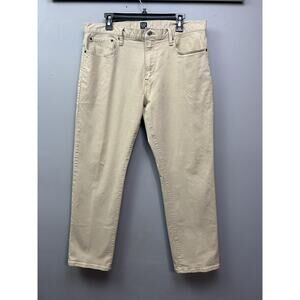 GAP Denim Pants Mens 36x30 Beige Straight Leg Casual Stretch Classic Comfort